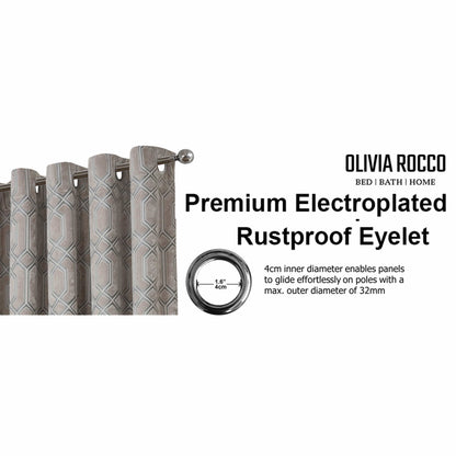 Rideaux à œillets en velours Luxe Geo Champagne, isolants thermiques, insonorisants et occultants pour chambre et salon par OLIVIA ROCCO