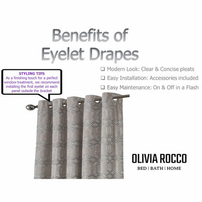 Rideaux à œillets en velours Luxe Geo Champagne, isolants thermiques, insonorisants et occultants pour chambre et salon par OLIVIA ROCCO