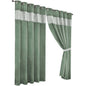 OLIVIA ROCCO Diamante Sage Green Blackout Eyelet Curtains With Tie Backs Thermal Ring Top