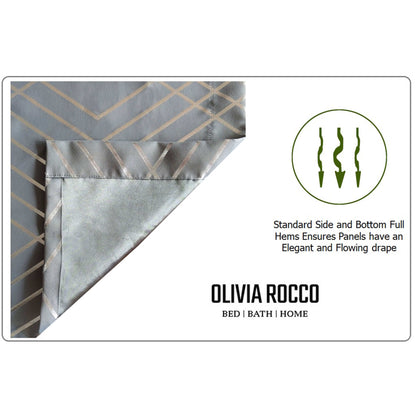 OLIVIA ROCCO Geometric Sparkle Blackout Curtains Silver Eyelet Ring Top Soft Thermal
