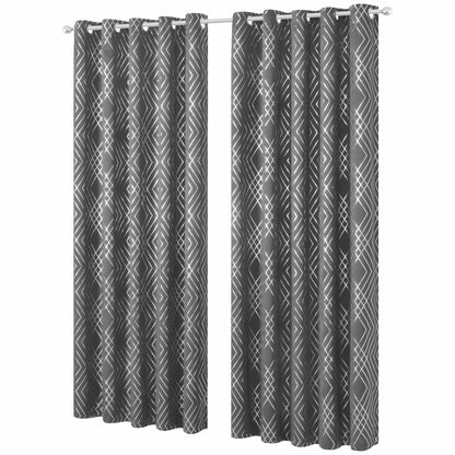 OLIVIA ROCCO Geometric Sparkle Blackout Curtains Silver Eyelet Ring Top Soft Thermal