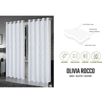 Rideaux occultants noirs à paillettes géométriques doux et isolants thermiques à œillets pour salon et chambre par OLIVIA ROCCO