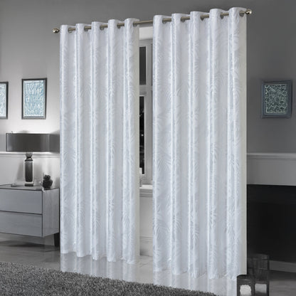 OLIVIA ROCCO – Rideaux occultants à œillets motif feuilles blanches scintillantes, super doux, isolés thermiquement pour salon et chambre à coucher, 2 panneaux