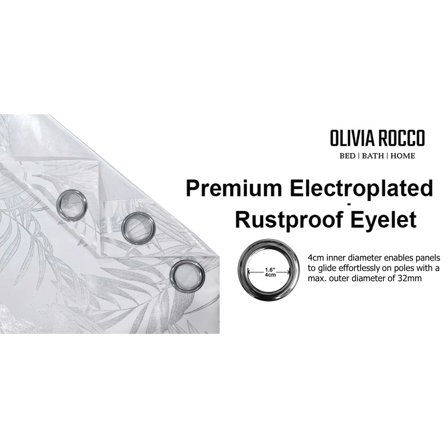 OLIVIA ROCCO – Rideaux occultants à œillets motif feuilles blanches scintillantes, super doux, isolés thermiquement pour salon et chambre à coucher, 2 panneaux