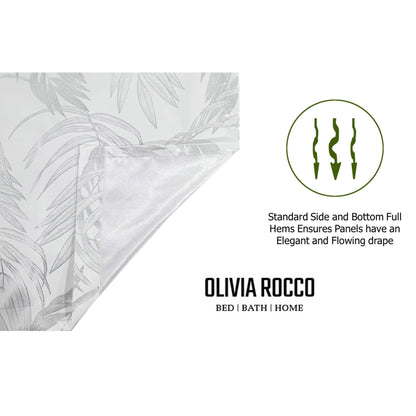 OLIVIA ROCCO – Rideaux occultants à œillets motif feuilles blanches scintillantes, super doux, isolés thermiquement pour salon et chambre à coucher, 2 panneaux