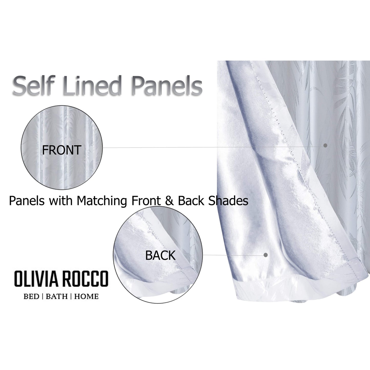 OLIVIA ROCCO – Rideaux occultants à œillets motif feuilles blanches scintillantes, super doux, isolés thermiquement pour salon et chambre à coucher, 2 panneaux