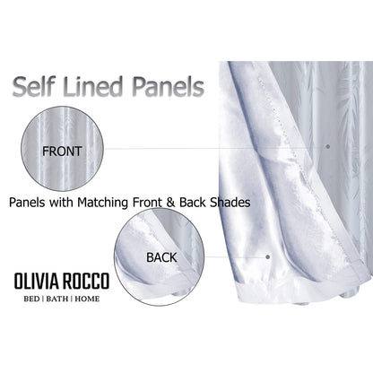OLIVIA ROCCO – Rideaux occultants à œillets motif feuilles blanches scintillantes, super doux, isolés thermiquement pour salon et chambre à coucher, 2 panneaux