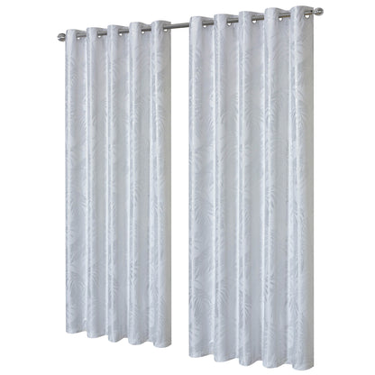 OLIVIA ROCCO – Rideaux occultants à œillets motif feuilles blanches scintillantes, super doux, isolés thermiquement pour salon et chambre à coucher, 2 panneaux