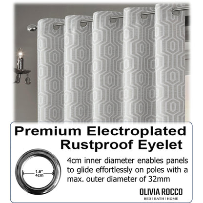 OLIVIA ROCCO Paris Eyelet Jacquard Curtains Natural Geometric Pattern Thermal Insulated