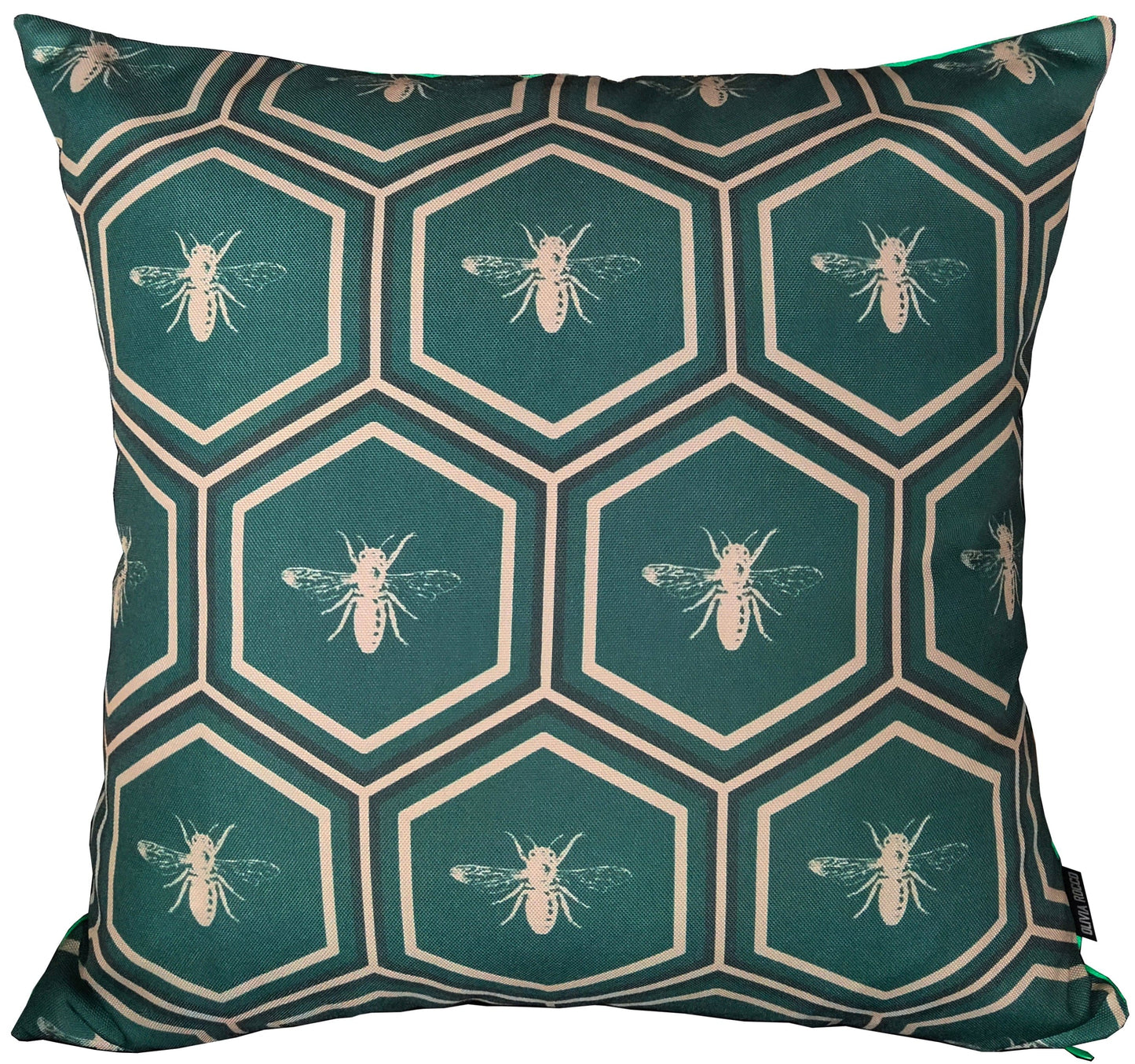 OLIVIA ROCCO Emerald Bees Waterproof Cushion Covers 43 x 43 cm Reversible Breathable