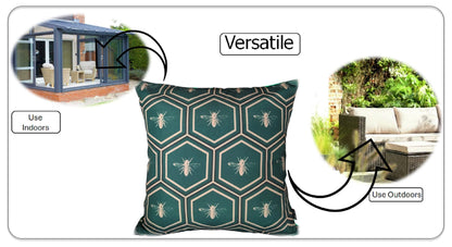 OLIVIA ROCCO Emerald Bees Waterproof Cushion Covers 43 x 43 cm Reversible Breathable