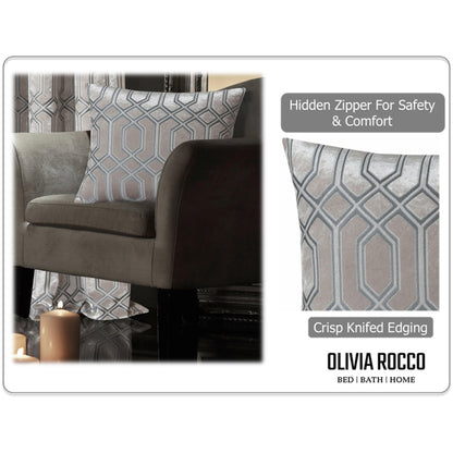 OLIVIA ROCCO Luxe Geo Velvet Cushion Covers 2 Pack Champagne Geometric Decorative
