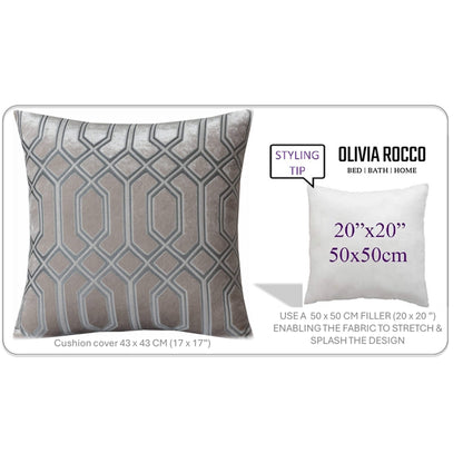 OLIVIA ROCCO Luxe Geo Velvet Cushion Covers 2 Pack Champagne Geometric Decorative