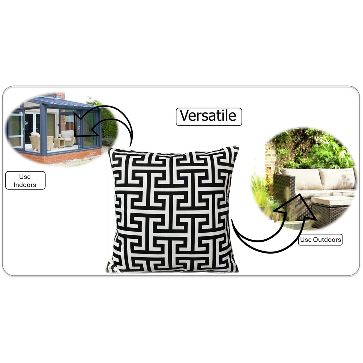 Coussins noirs respirants et imperméables Milano, garnis de fibres creuses, 43x43cm, pour banc de jardin, canapé extérieur ou usage intérieur, par OLIVIA ROCCO