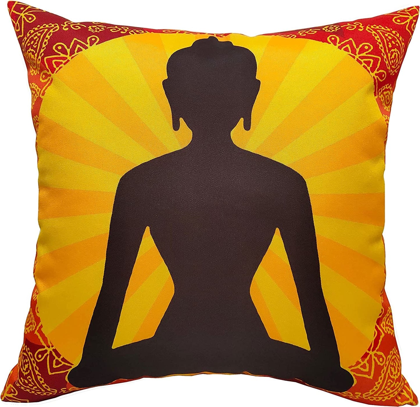 Coussins imperméables Bouddha d'extérieur et d'intérieur, oreillers décoratifs résistants et respirants en polyester pour le jardin, le patio, la plage, confort et décoration 43 x 43 cm par OLIVIA ROCCO