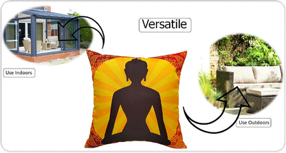 Coussins imperméables Bouddha d'extérieur et d'intérieur, oreillers décoratifs résistants et respirants en polyester pour le jardin, le patio, la plage, confort et décoration 43 x 43 cm par OLIVIA ROCCO