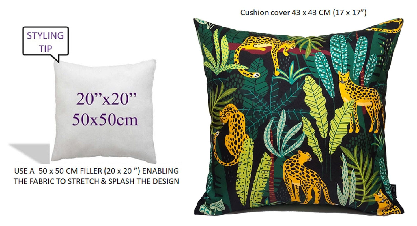 Coussins d'extérieur imperméables Safari 43x43cm Confort Premium Durables Remplis de fibres creuses Résistants à l'eau Décor élégant pour Patio Jardin Plage Voyage par OLIVIA ROCCO
