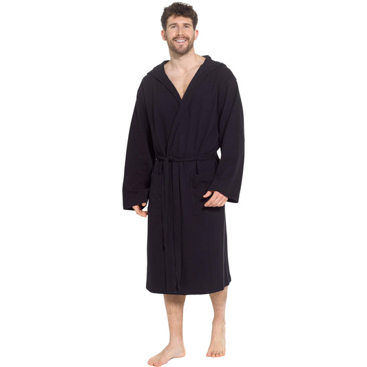 Peignoir de Bain à Capuche en Coton Gaufré Noir pour Homme Peignoir de Spa Ultra Absorbant Robe de Chambre de Luxe pour la Maison et les Loisirs par OLIVIA ROCCO