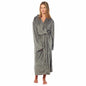 OLIVIA ROCCO Womens Stripe Jacquard Soft Warm Long Dressing Gown With Belt Pockets Shawl