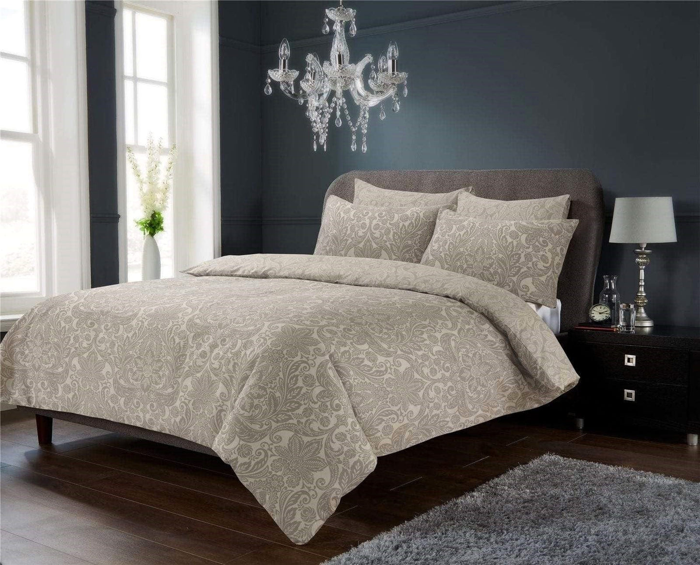 OLIVIA ROCCO Parure de Lit Luxe Ultra Doux Coton Riche Entretien Facile Confortable Housse de Couette et Taies d'Oreiller Incluses en Tailles Simple Double King
