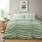 OLIVIA ROCCO Ruched Sage Green Microfibre Duvet Cover Set With Pillowcases Easy Care