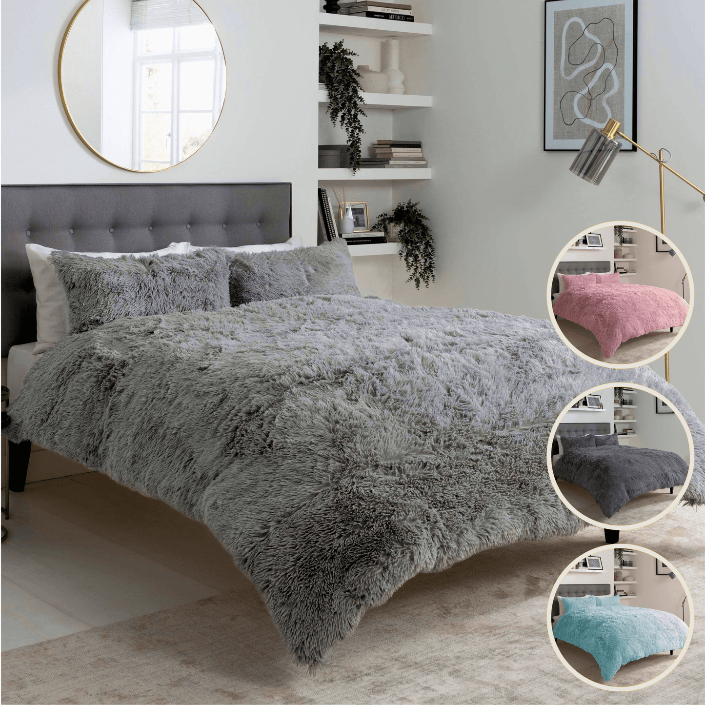 Parure de lit en fausse fourrure Snuggle & Cuddle pour un confort hivernal, très douce, à poils longs, disponible en plusieurs tailles et couleurs élégantes par OLIVIA ROCCO