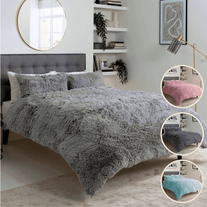 Parure de lit en fausse fourrure Snuggle & Cuddle pour un confort hivernal, très douce, à poils longs, disponible en plusieurs tailles et couleurs élégantes par OLIVIA ROCCO