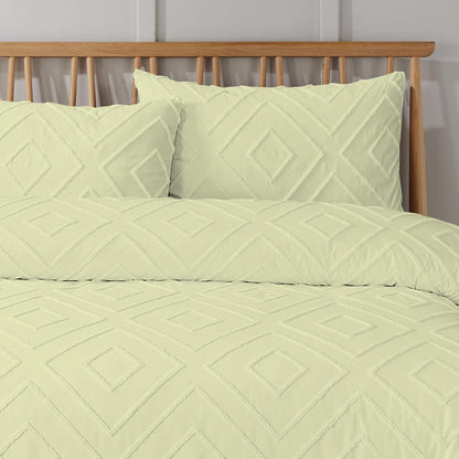 Parure de Lit Housse de Couette Tuftée avec Taies d'Oreiller Grise Blanche Naturelle Élégante Facile d'Entretien Tailles Simple Double King par OLIVIA ROCCO