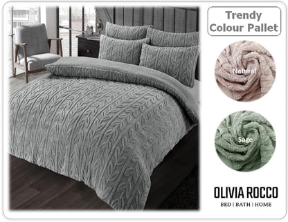 Parure de lit réversible imprimé feuilles en polaire Teddy, polaire Sherpa ultra douce pour lits simples, doubles ou King Size, par OLIVIA ROCCO