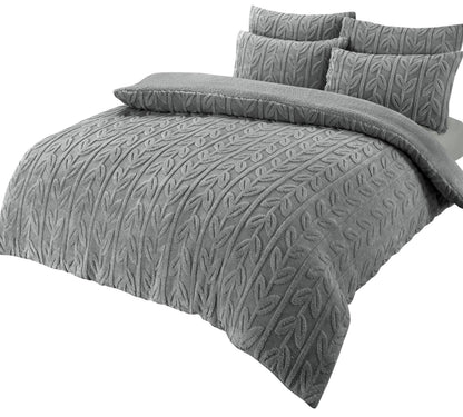 Parure de lit réversible imprimé feuilles en polaire Teddy, polaire Sherpa ultra douce pour lits simples, doubles ou King Size, par OLIVIA ROCCO