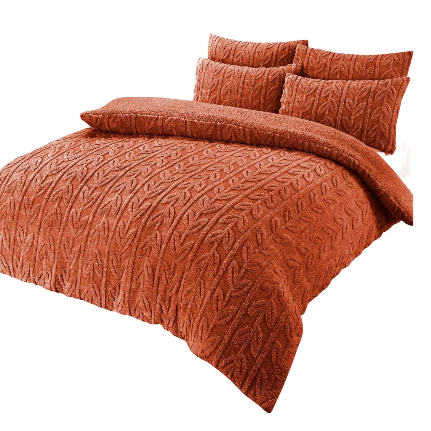 Parure de lit réversible imprimé feuilles en polaire Teddy, polaire Sherpa ultra douce pour lits simples, doubles ou King Size, par OLIVIA ROCCO