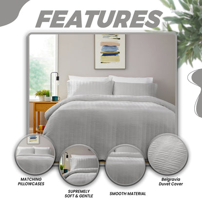 Parure de lit housse de couette en microfibre Belgravia grise avec taies d'oreiller, douce, facile d'entretien, moderne, par OLIVIA ROCCO