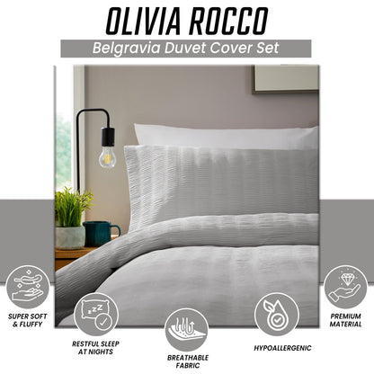 Parure de lit housse de couette en microfibre Belgravia grise avec taies d'oreiller, douce, facile d'entretien, moderne, par OLIVIA ROCCO