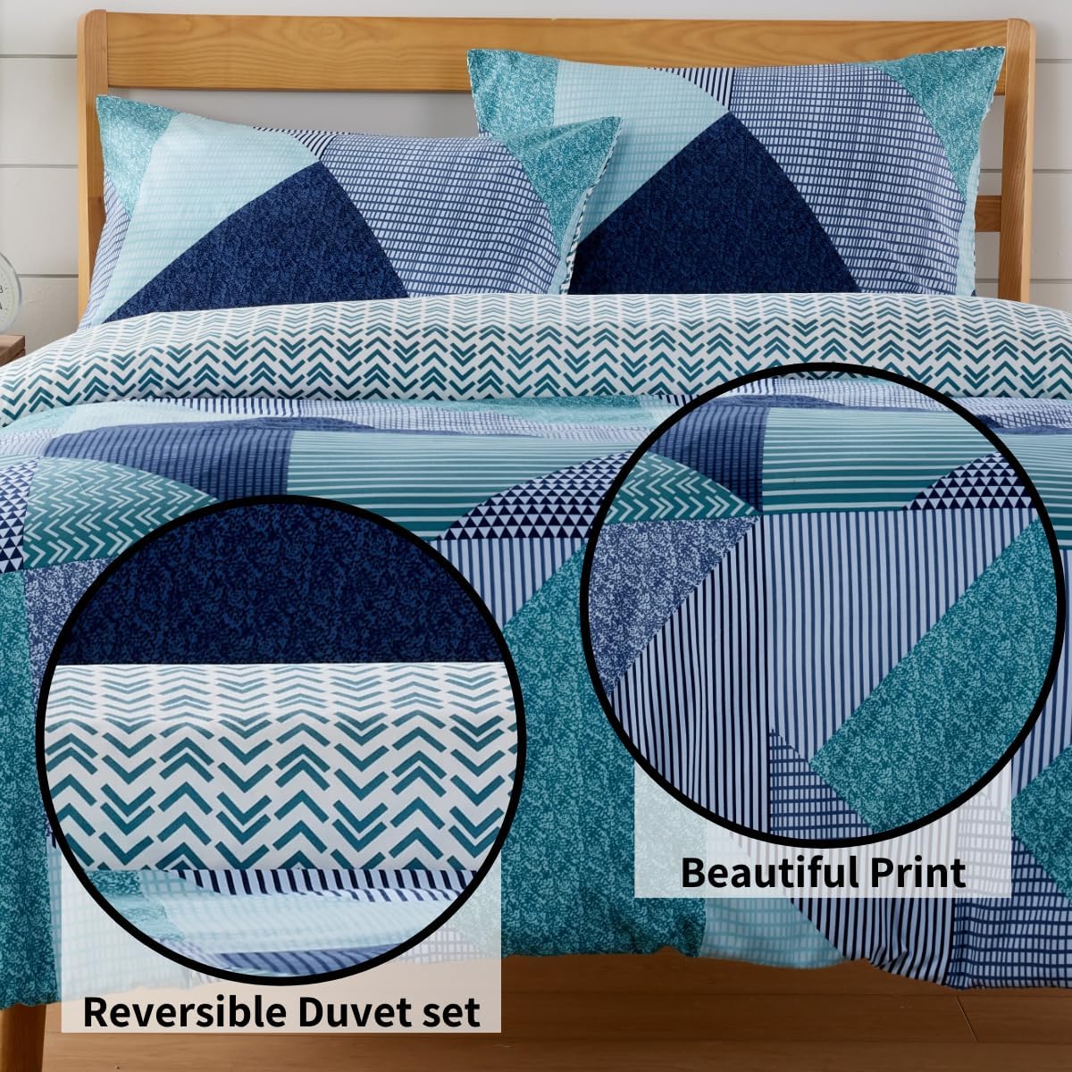 Parure de lit réversible Jasper Teal à imprimé durable avec fermeture boutonnée par OLIVIA ROCCO – Décoration de chambre élégante en tailles simple, double et King – Polyester de qualité supérieure
