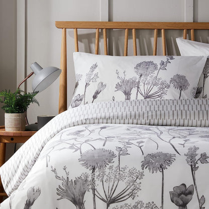 OLIVIA ROCCO Meadow Grey Reversible Duvet Cover Set With Pillowcases Breathable Microfibre for Everyday Luxury Hotel-Style