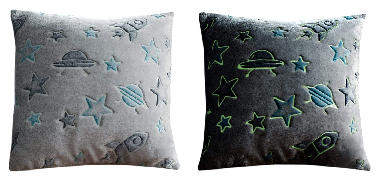 OLIVIA ROCCO Outer Space Glow In The Dark Teddy Fleece Duvet Set For Children for Easy-Care Everyday Luxury