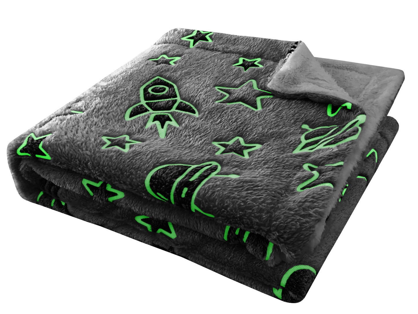 OLIVIA ROCCO Outer Space Glow In The Dark Teddy Fleece Duvet Set For Children for Easy-Care Everyday Luxury