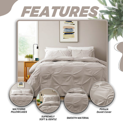Parure de lit housse de couette et taies d'oreiller en microfibre plissée naturelle douce et respirante, facile d'entretien, de la marque OLIVIA ROCCO