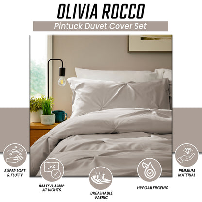 Parure de lit housse de couette et taies d'oreiller en microfibre plissée naturelle douce et respirante, facile d'entretien, de la marque OLIVIA ROCCO