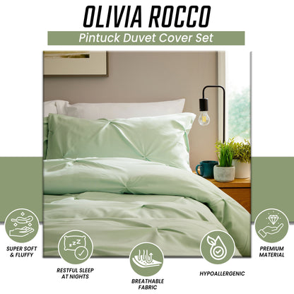 Housse de Couette Microfibre Vert Sauge avec Taies d'Oreiller Douce Respirante Facile d'Entretien par OLIVIA ROCCO