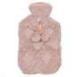 OLIVIA ROCCO Diamond Fleece Plush Hot Water Bottle 2L With Pom Poms Natural Rubber UK