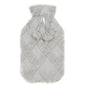 OLIVIA ROCCO Diamond Fleece Plush Hot Water Bottle 2L With Pom Poms Natural Rubber UK