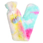 OLIVIA ROCCO Extra Long Rainbow Tie Dye Hot Water Bottle 2L Heat Therapy With Soft Faux