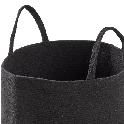 Grand panier à linge en coton tressé avec poignées, bac de rangement durable en corde pour vêtements, jouets, articles ménagers, organiseur polyvalent en noir, gris et naturel, OLIVIA ROCCO
