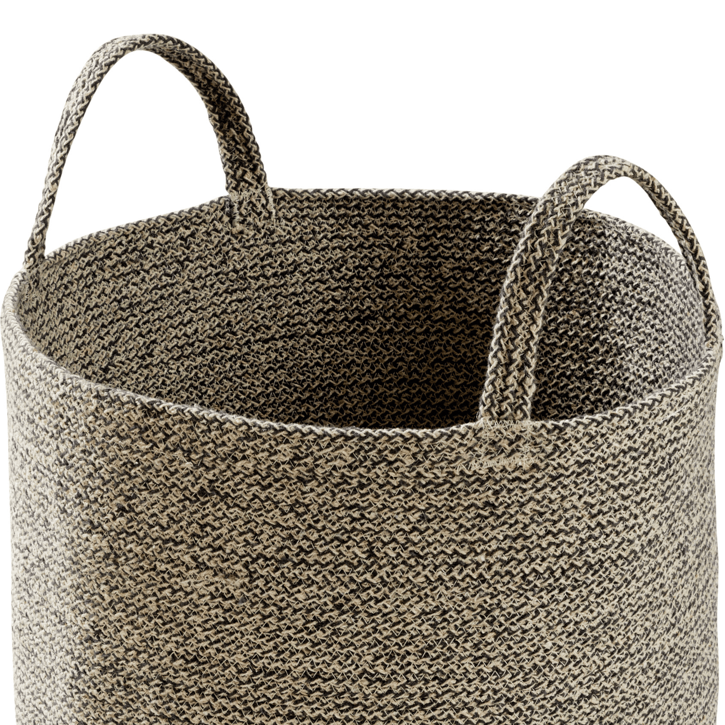 Grand panier à linge en coton tressé avec poignées, bac de rangement durable en corde pour vêtements, jouets, articles ménagers, organiseur polyvalent en noir, gris et naturel, OLIVIA ROCCO