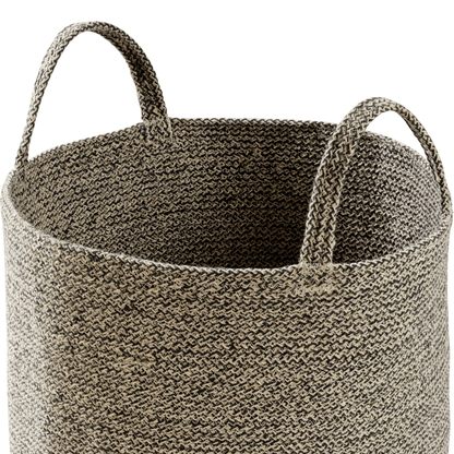 Grand panier à linge en coton tressé avec poignées, bac de rangement durable en corde pour vêtements, jouets, articles ménagers, organiseur polyvalent en noir, gris et naturel, OLIVIA ROCCO