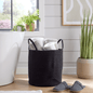Grand panier à linge en coton tressé avec poignées, bac de rangement durable en corde pour vêtements, jouets, articles ménagers, organiseur polyvalent en noir, gris et naturel, OLIVIA ROCCO