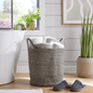 Grand panier à linge en coton tressé avec poignées, bac de rangement durable en corde pour vêtements, jouets, articles ménagers, organiseur polyvalent en noir, gris et naturel, OLIVIA ROCCO