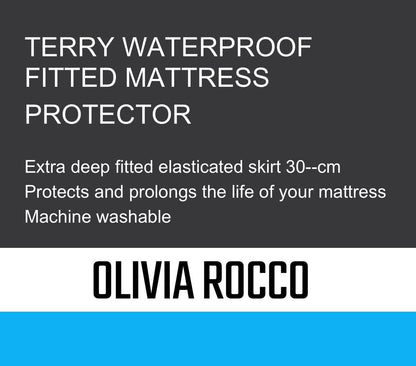 Protège-matelas imperméable en éponge avec jupe profonde, très absorbant, silencieux et confortable, toutes tailles de lit, certifié OEKO-TEX par OLIVIA ROCCO