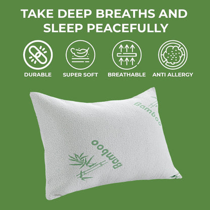 Oreiller en mousse à mémoire de forme de bambou Hypoallergénique Rafraîchissant Luxueux Rembourrage en fibres de qualité supérieure pour un confort et un soutien optimaux par OLIVIA ROCCO